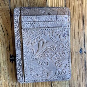 Embossed Tan Card Holder